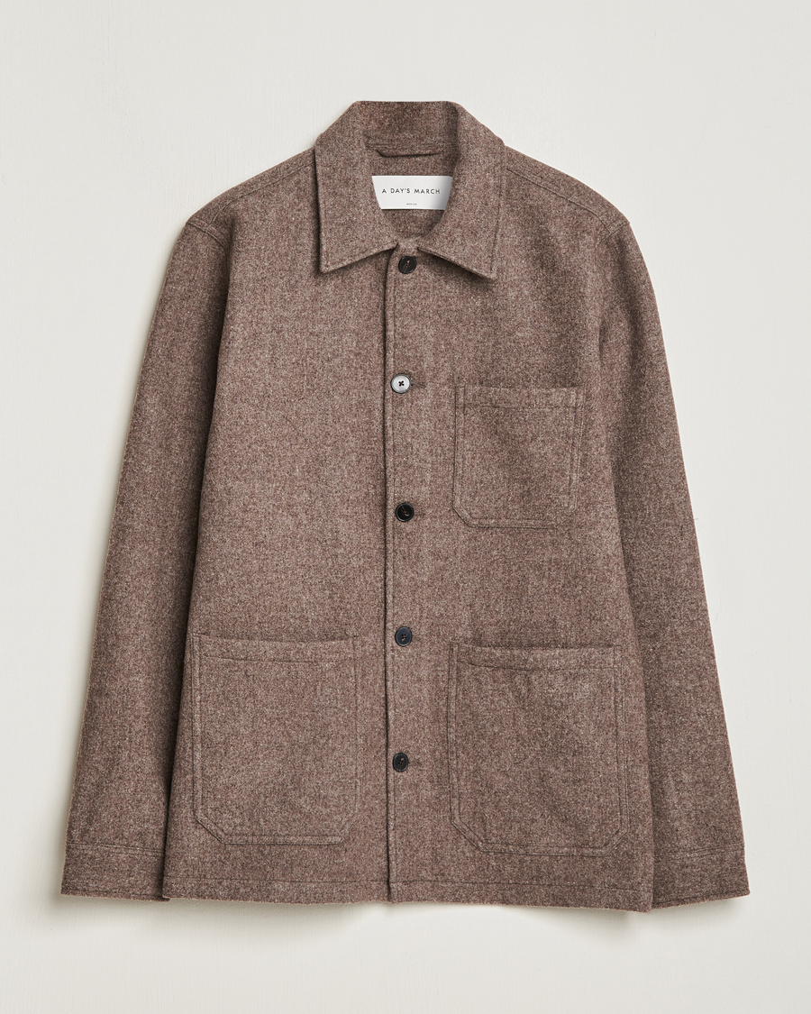Herren | Hemden | A Day's March | Original Wool Overshirt Taupe Melange