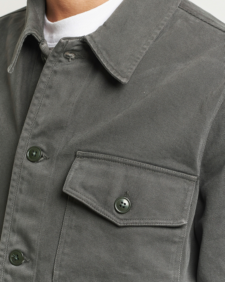 Herren | Hemden | A Day's March | Patch Pocket Sturdy Twill Overshirt Olive