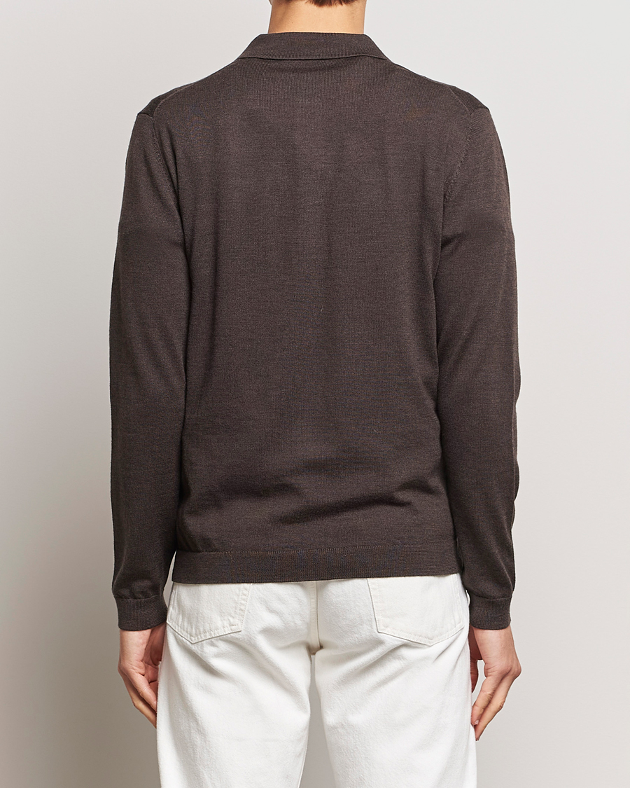 Herren | Pullover | A Day's March | Ambroz Merino Polo Dark Brown
