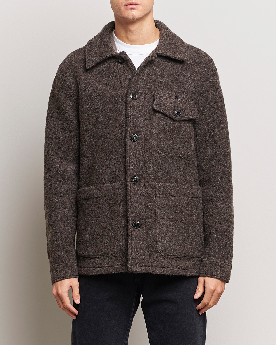 Herren | Hemden | A Day's March | Chaumont Heavy Wool Overshirt Taupe