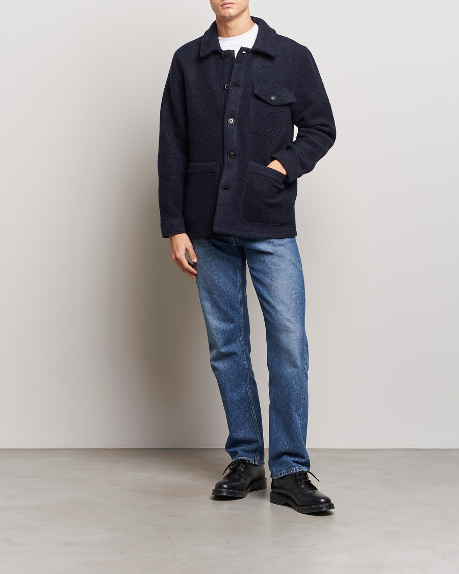 Herren | Hemden | A Day's March | Chaumont Heavy Wool Overshirt Navy