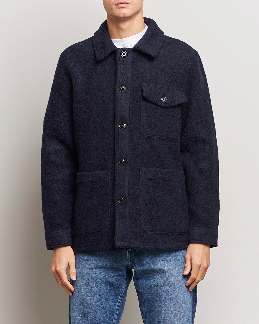 Herren | Hemden | A Day's March | Chaumont Heavy Wool Overshirt Navy