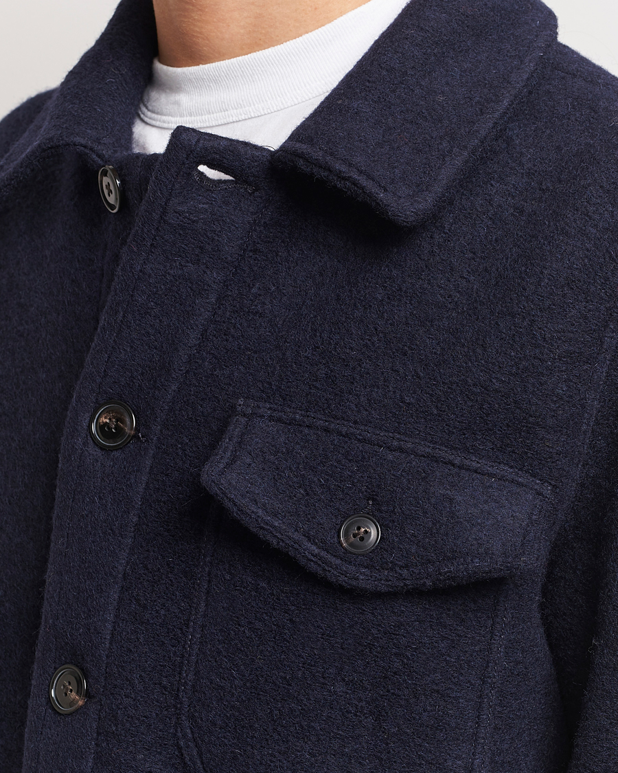Herren | Hemden | A Day's March | Chaumont Heavy Wool Overshirt Navy
