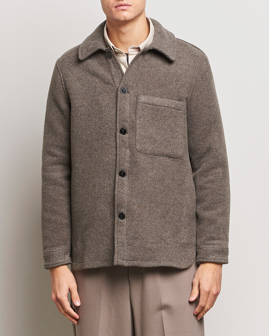 Herren | Hemden | A Day's March | Epernay Wool Overshirt Taupe