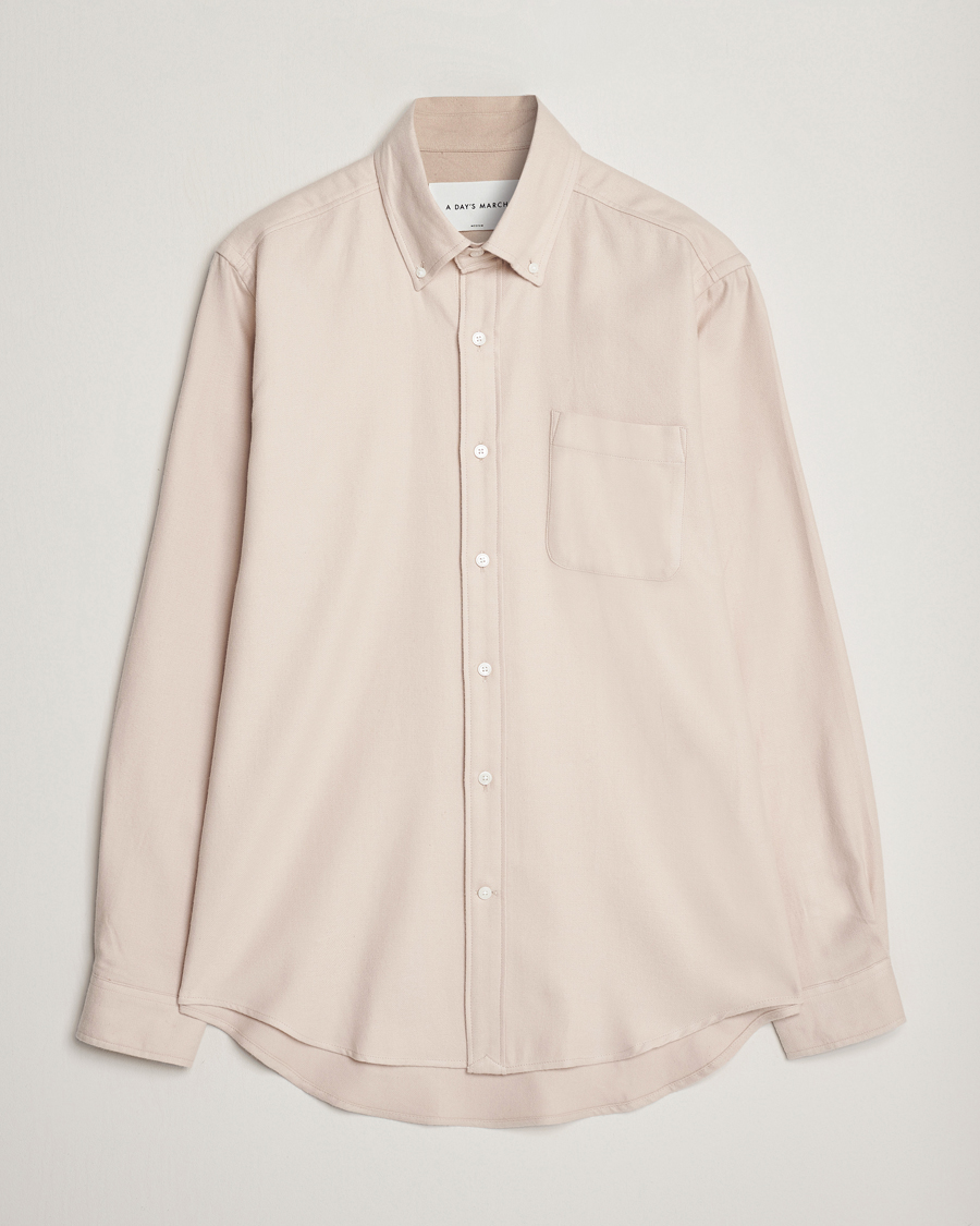 Herren | Hemden | A Day's March | Moorgate Light Flanell Shirt Taupe Melange