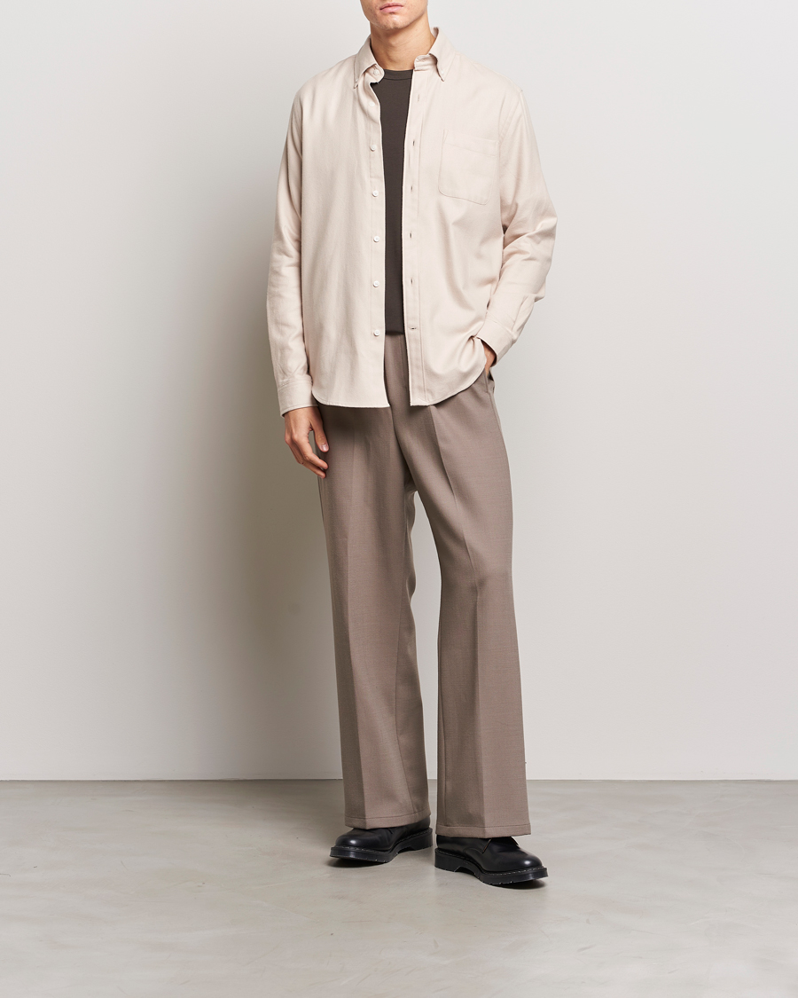 Herren | Hemden | A Day's March | Moorgate Light Flanell Shirt Taupe Melange
