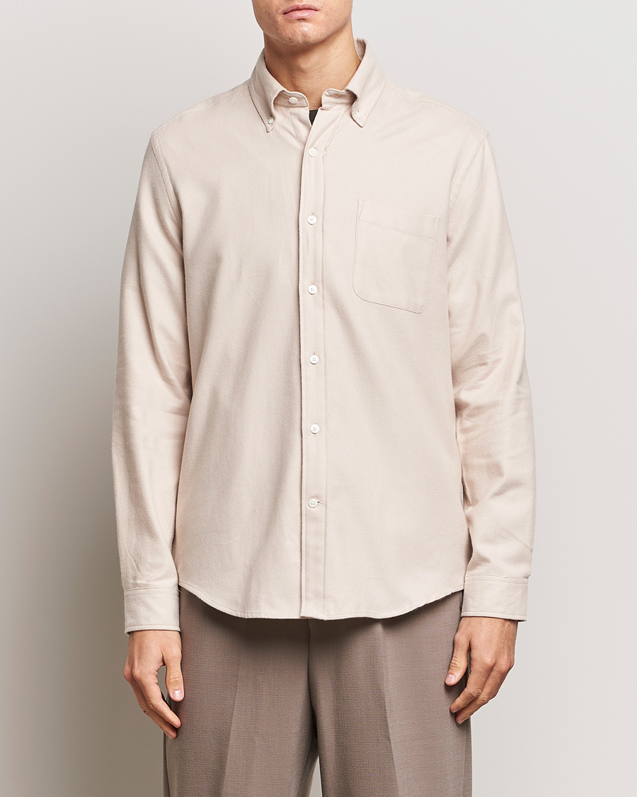 Herren | Sale | A Day's March | Moorgate Light Flanell Shirt Taupe Melange