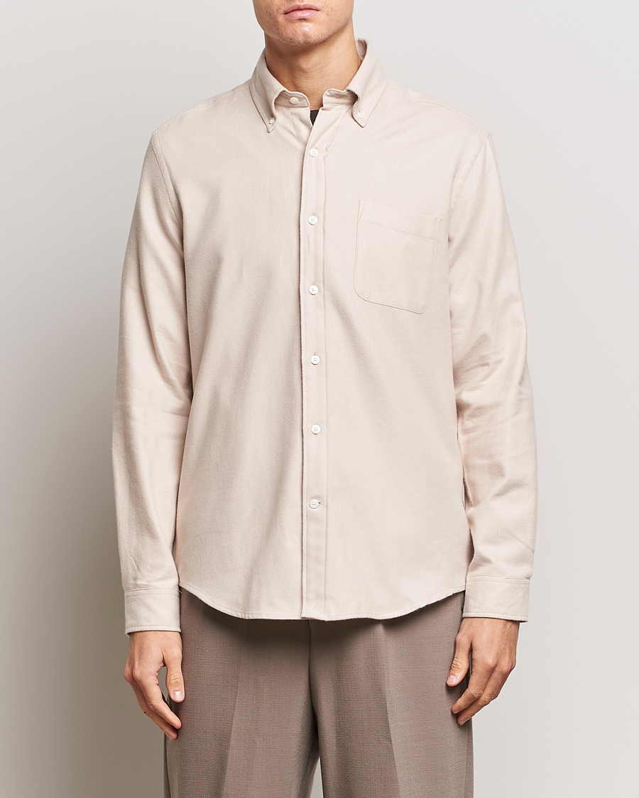 Herren | Hemden | A Day's March | Moorgate Light Flanell Shirt Taupe Melange