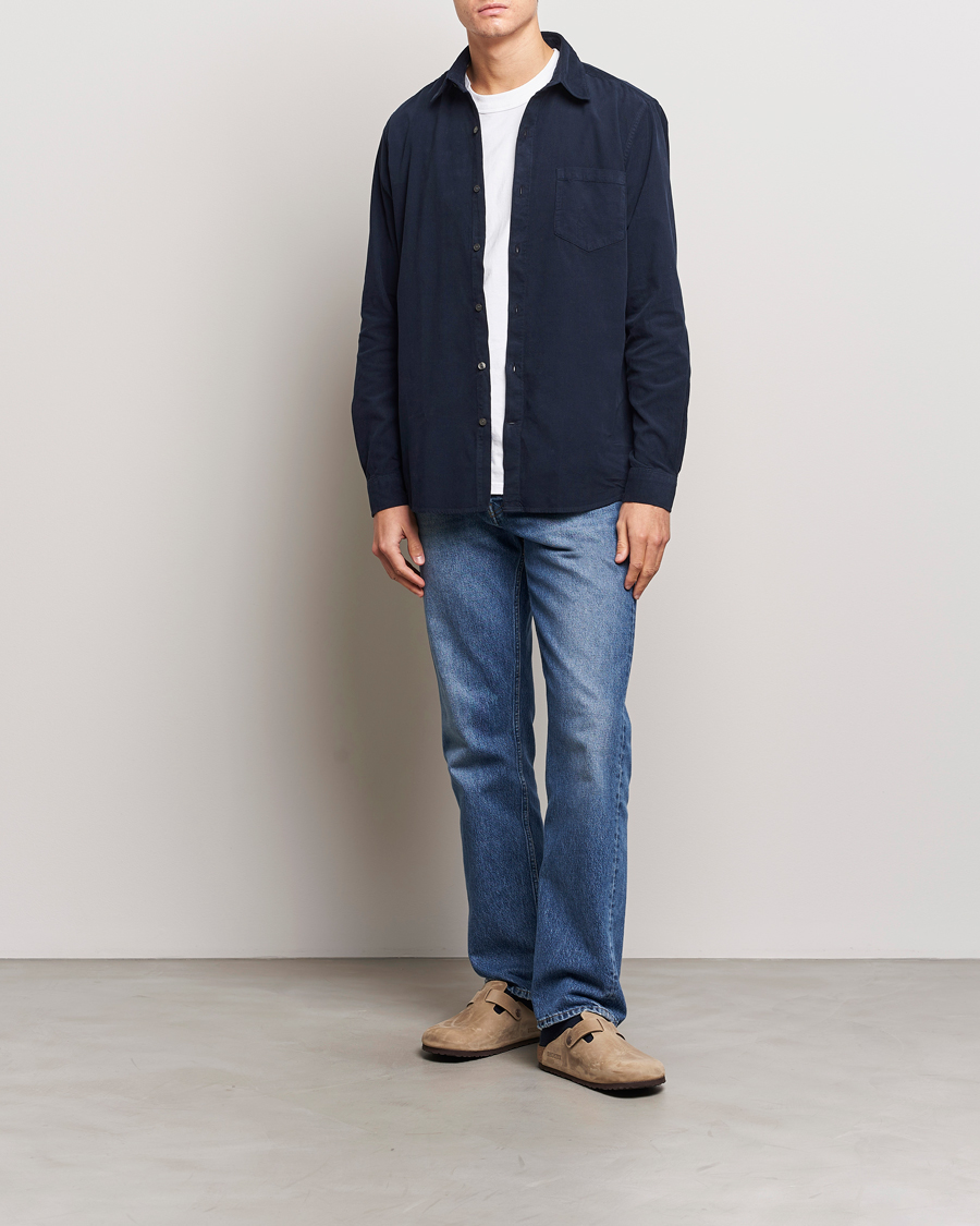 Herren | Hemden | A Day's March | Daintree Baby Cord Shirt Navy