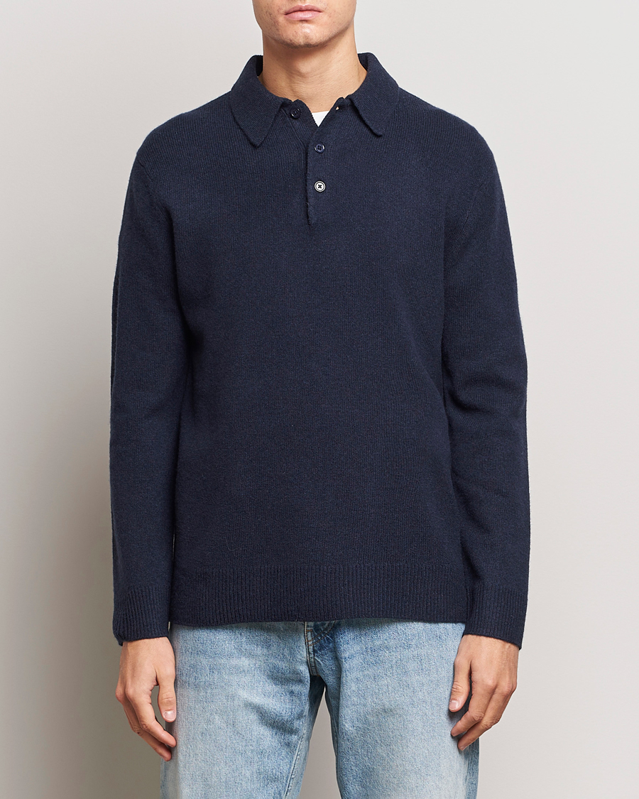 Herren | Pullover | A Day's March | Avoch Lambswool Polo Navy