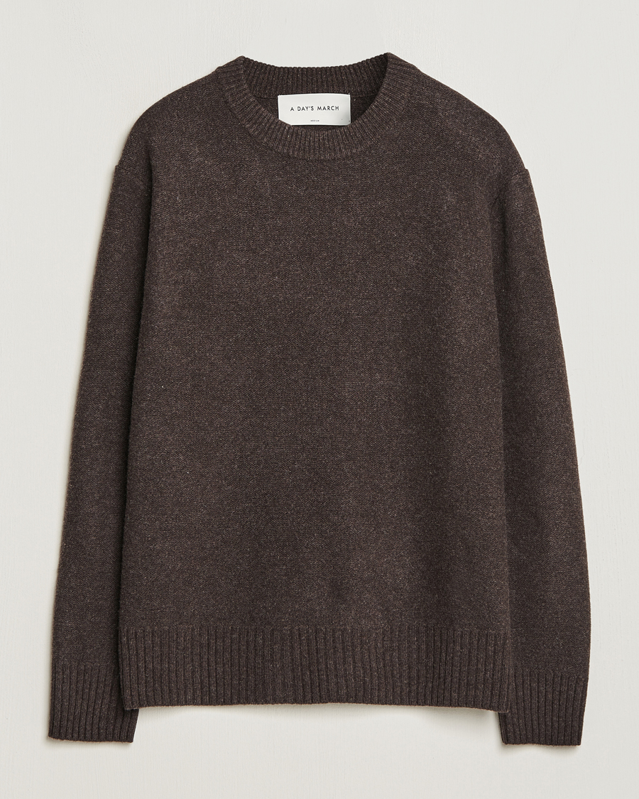 Herren | Pullover | A Day's March | Tietar Boiled Merino Sweater Java Brown