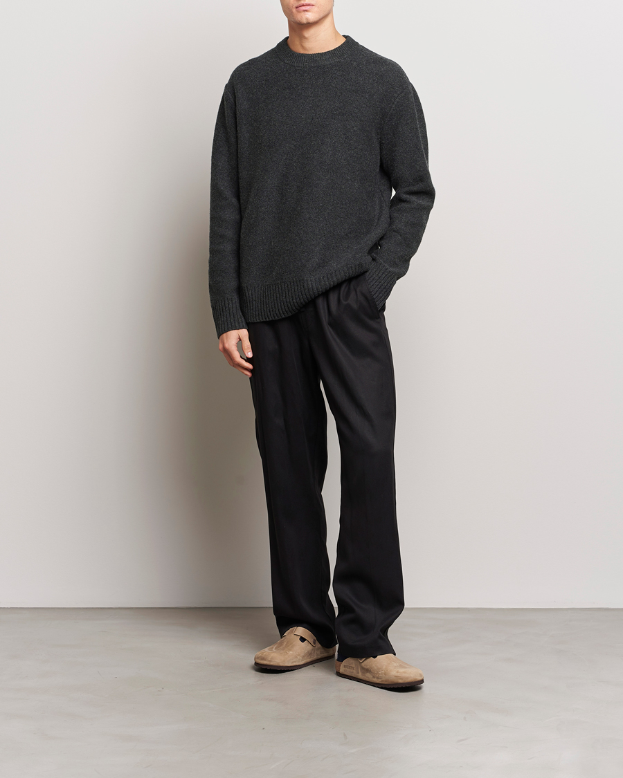 Herren | Pullover | A Day's March | Tietar Boiled Merino Sweater Anthracite