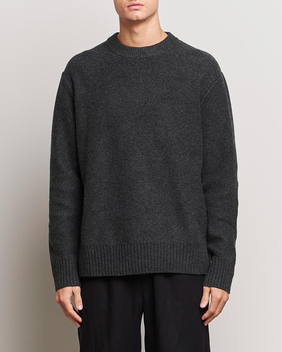 Herren | Pullover | A Day's March | Tietar Boiled Merino Sweater Anthracite