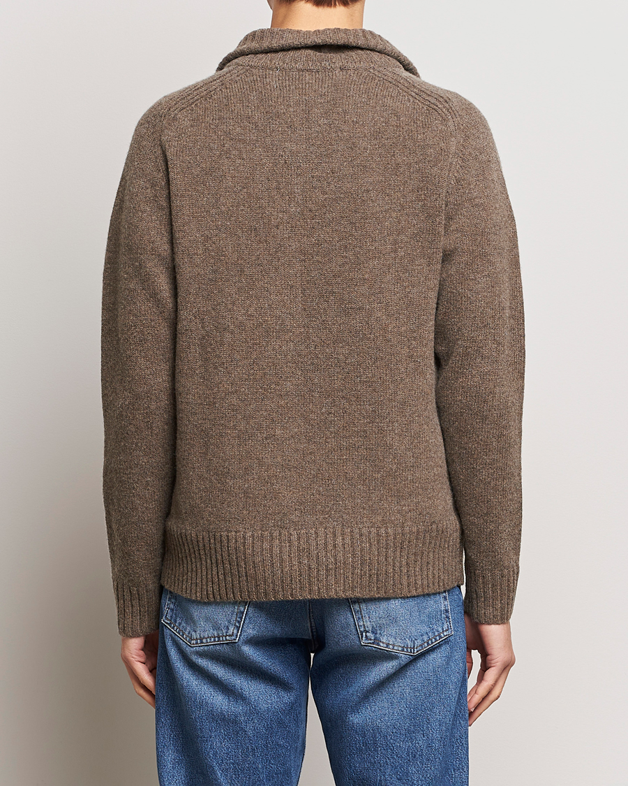 Herren | Pullover | A Day's March | Cullen Half-Zip Lambswool Sweater Dark Taupe