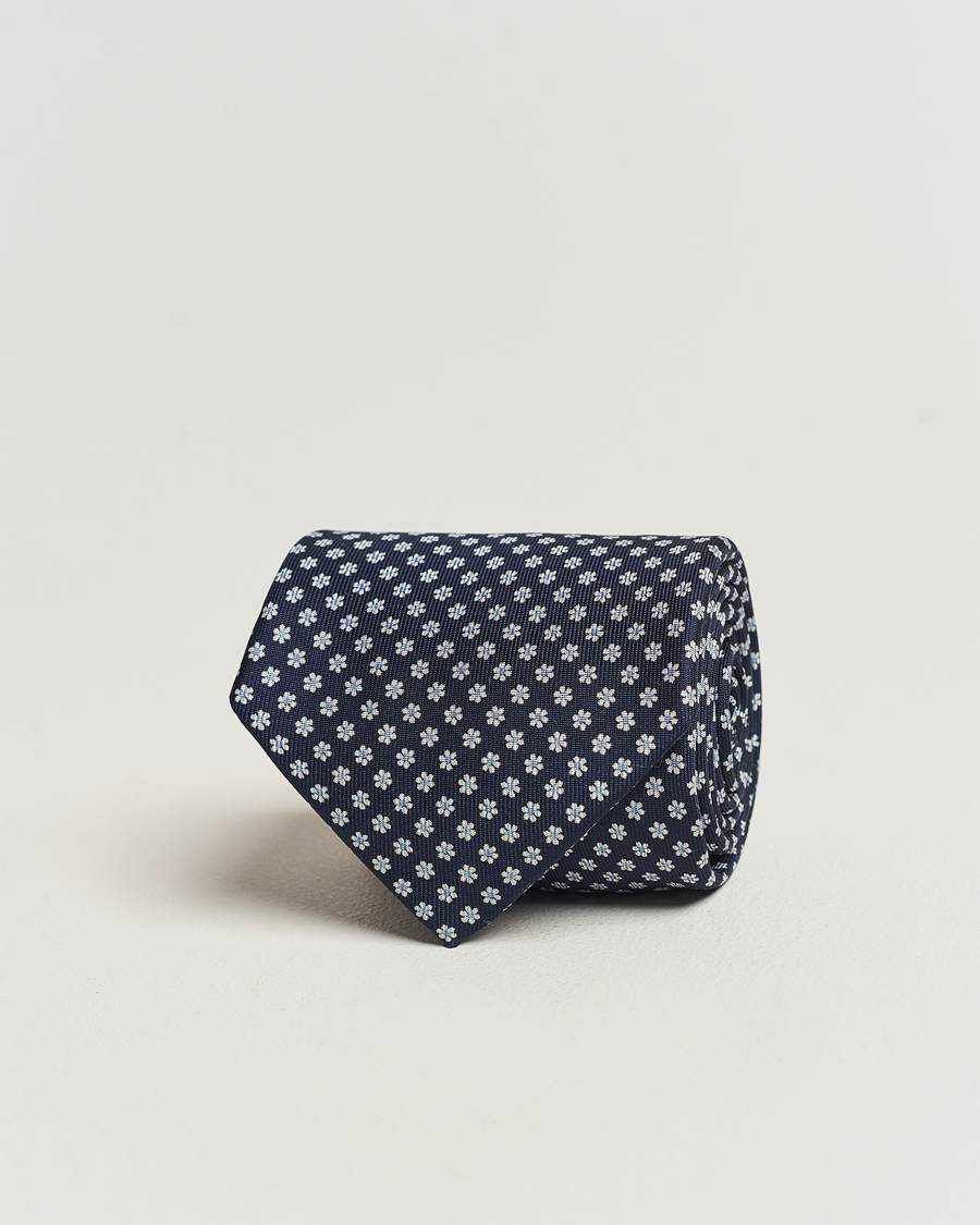 Herren | E. Marinella 3-Fold Printed Silk Tie Navy | E. Marinella | 3-Fold Printed Silk Tie Navy