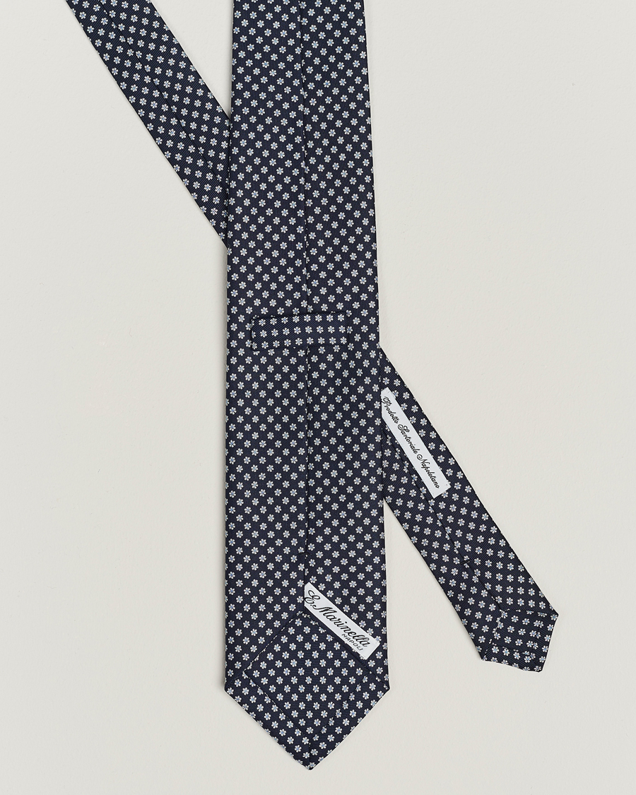Herren | E. Marinella 3-Fold Printed Silk Tie Navy | E. Marinella | 3-Fold Printed Silk Tie Navy