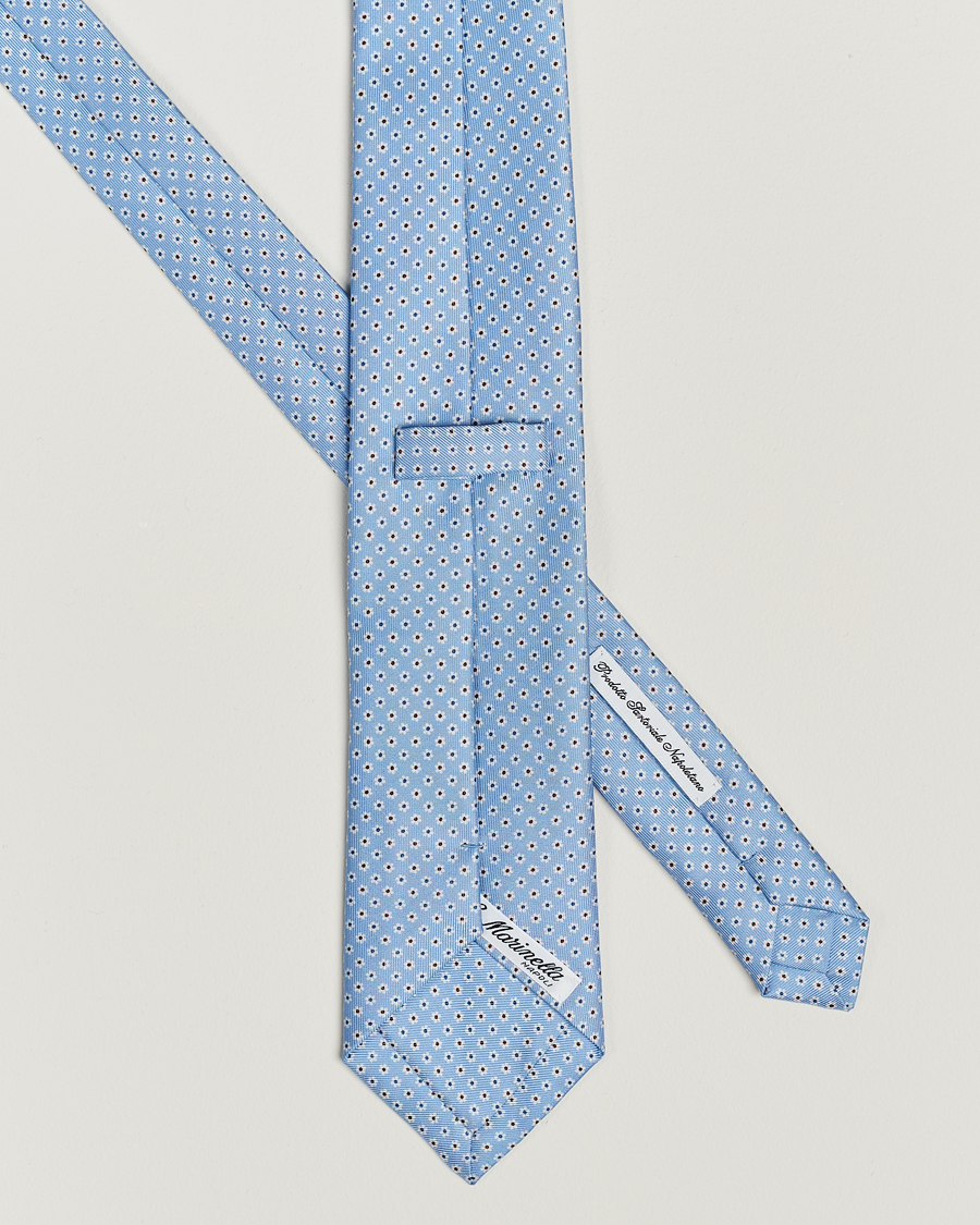 Herren | E. Marinella 3-Fold Printed Silk Tie Light Blue | E. Marinella | 3-Fold Printed Silk Tie Light Blue