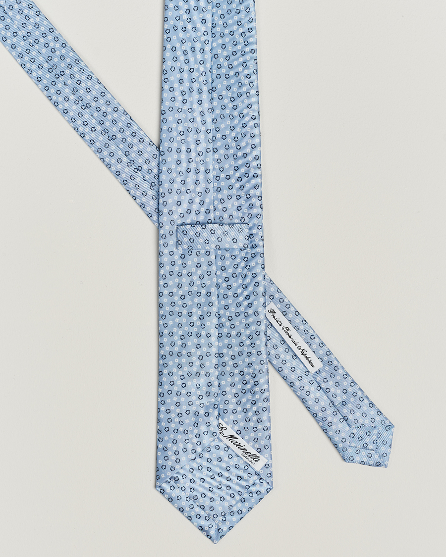 Herren | E. Marinella 3-Fold Printed Silk Tie Light Blue | E. Marinella | 3-Fold Printed Silk Tie Light Blue