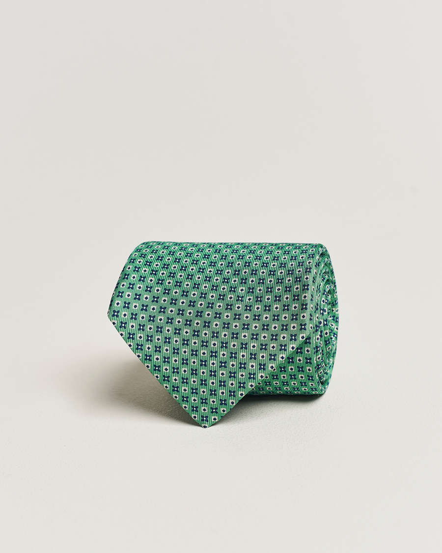 Herren | E. Marinella 3-Fold Printed Silk Tie Light Green | E. Marinella | 3-Fold Printed Silk Tie Light Green