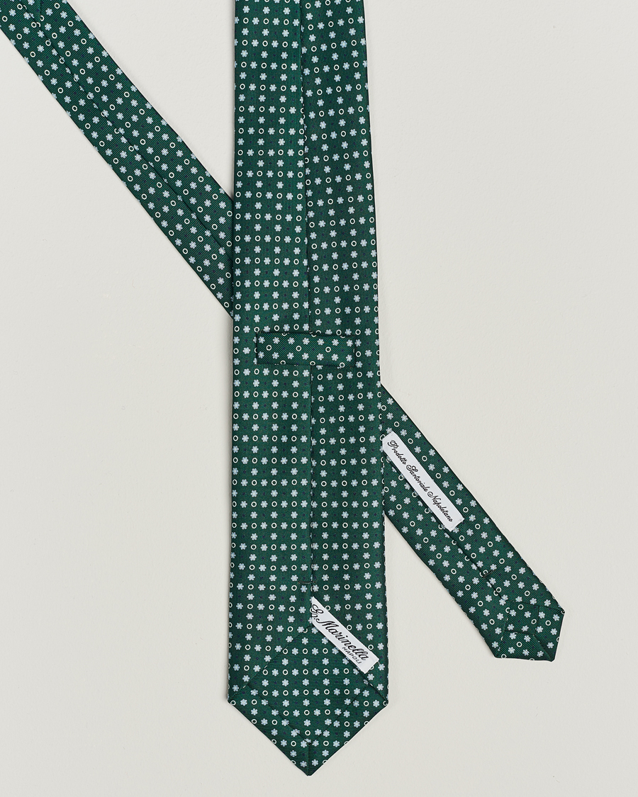 Herren | E. Marinella 3-Fold Printed Silk Tie Dark Green | E. Marinella | 3-Fold Printed Silk Tie Dark Green