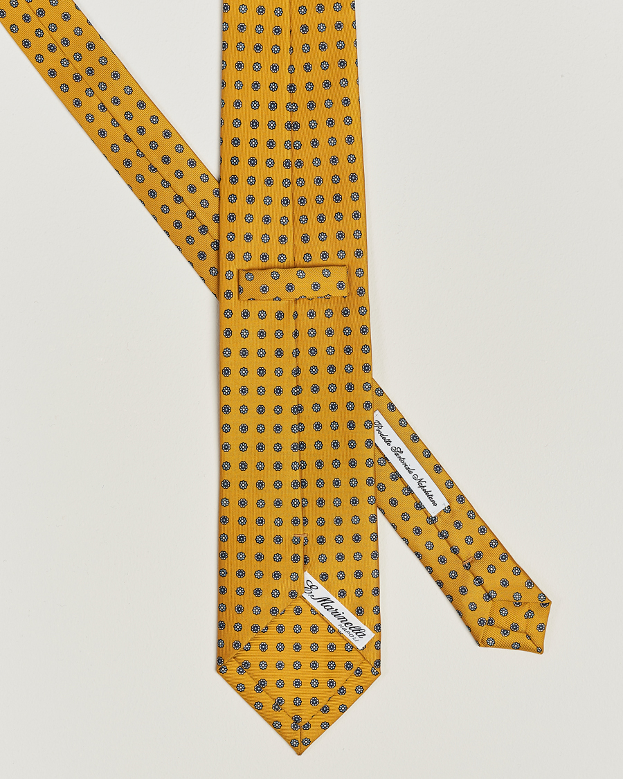 Herren | E. Marinella 3-Fold Printed Silk Tie Yellow | E. Marinella | 3-Fold Printed Silk Tie Yellow