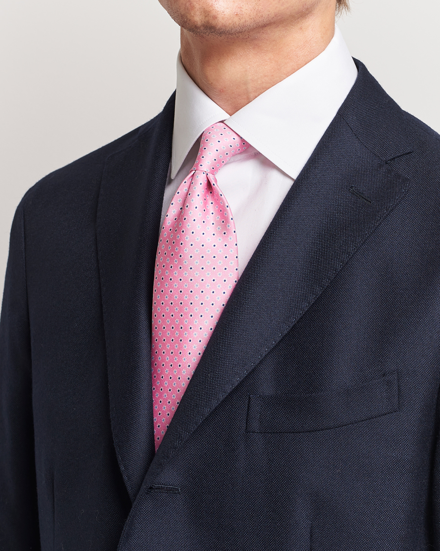 Herren | E. Marinella 3-Fold Printed Silk Tie Pink | E. Marinella | 3-Fold Printed Silk Tie Pink