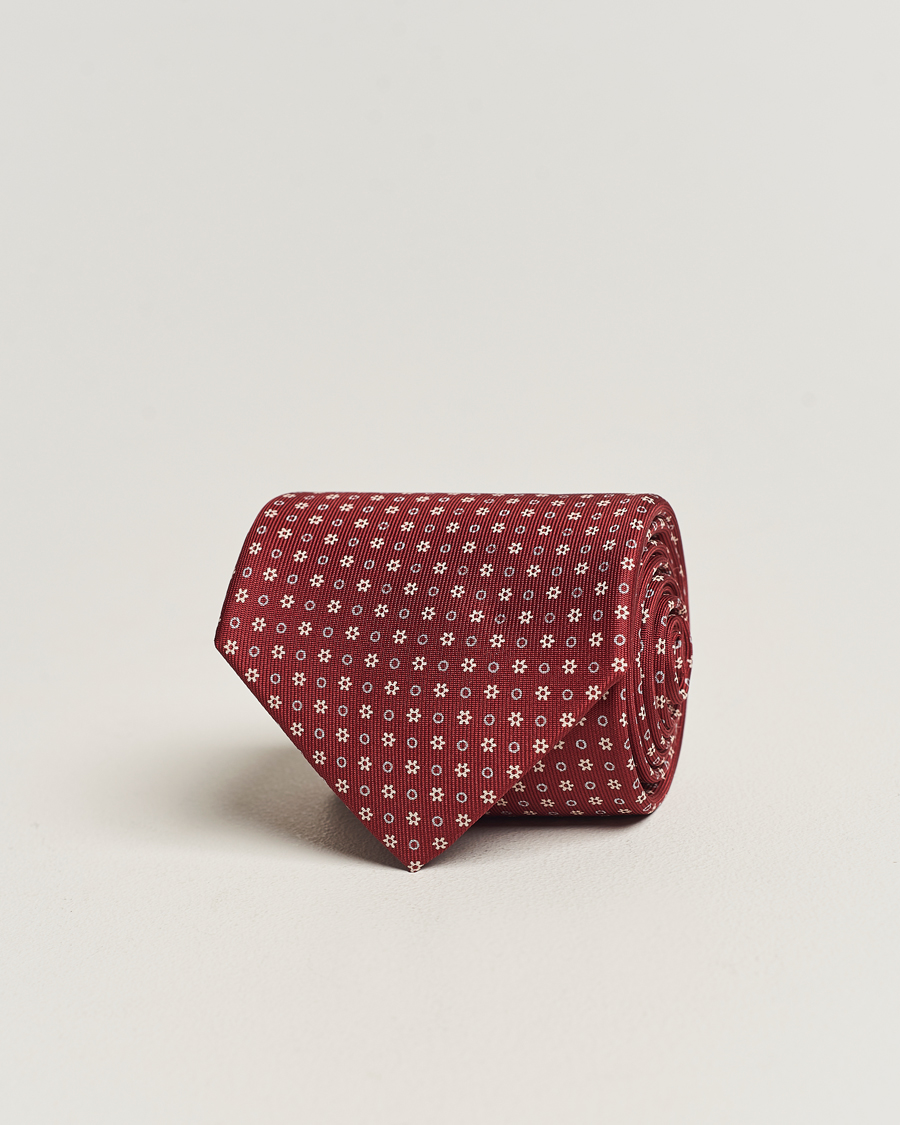 Herren | E. Marinella 3-Fold Printed Silk Tie Burgundy | E. Marinella | 3-Fold Printed Silk Tie Burgundy
