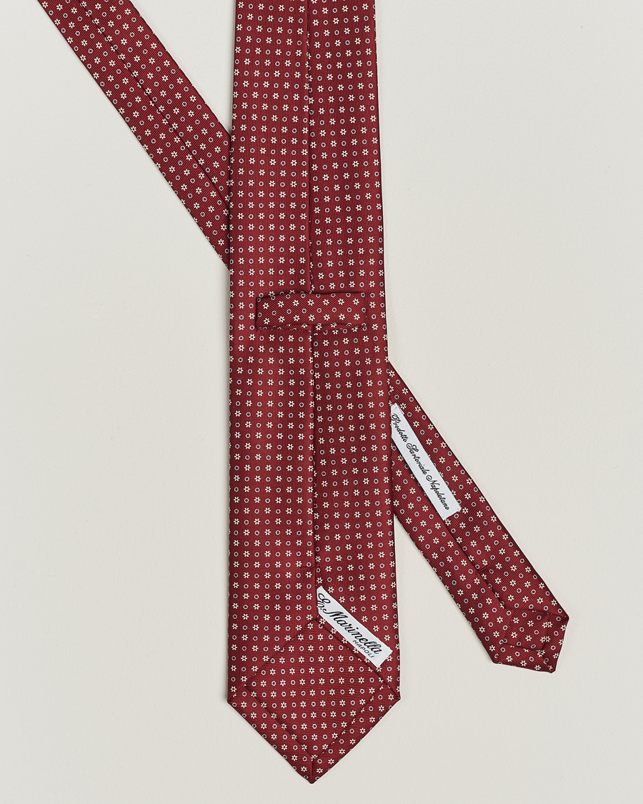 Herren | E. Marinella 3-Fold Printed Silk Tie Burgundy | E. Marinella | 3-Fold Printed Silk Tie Burgundy