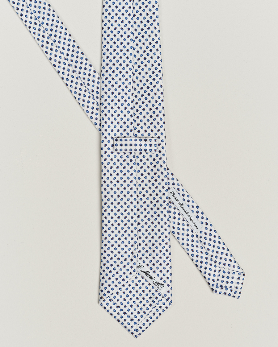 Herren | E. Marinella 3-Fold Printed Silk Tie White | E. Marinella | 3-Fold Printed Silk Tie White