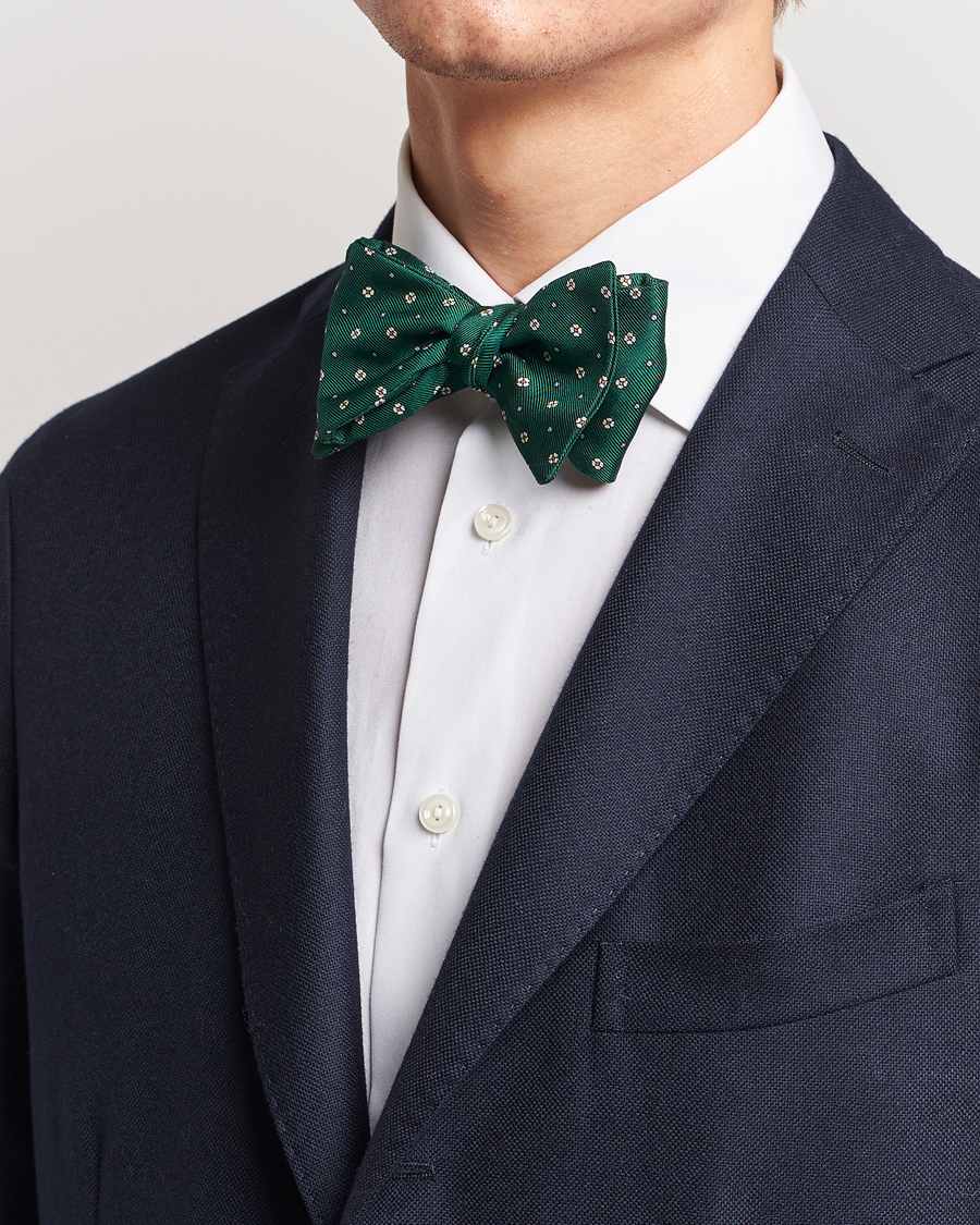 Herren | E. Marinella Silk Bow Tie Dark Green | E. Marinella | Silk Bow Tie Dark Green