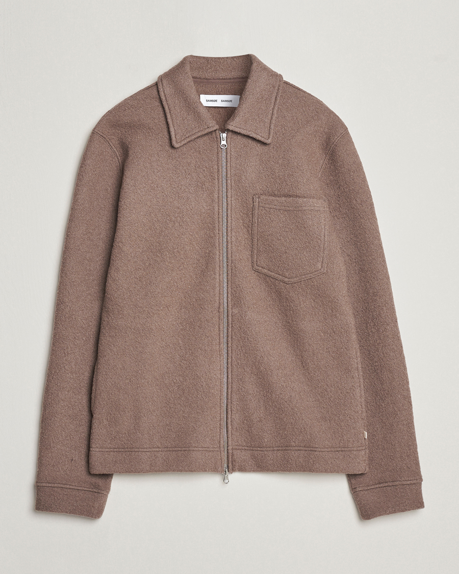 Herren | Pullover | Samsøe Samsøe | Hannes Boiled Wool Full Zip Fallen Rock