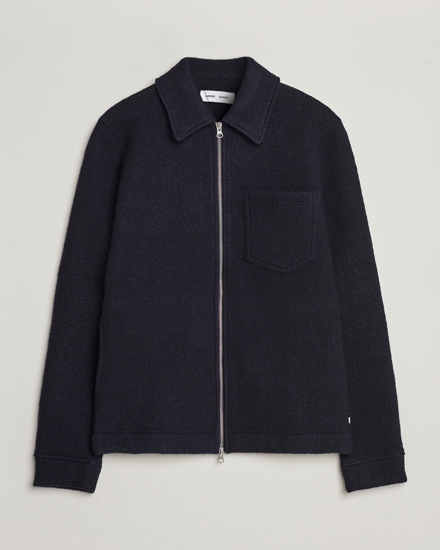 Herren | Pullover | Samsøe Samsøe | Hannes Boiled Wool Full Zip Salute Navy
