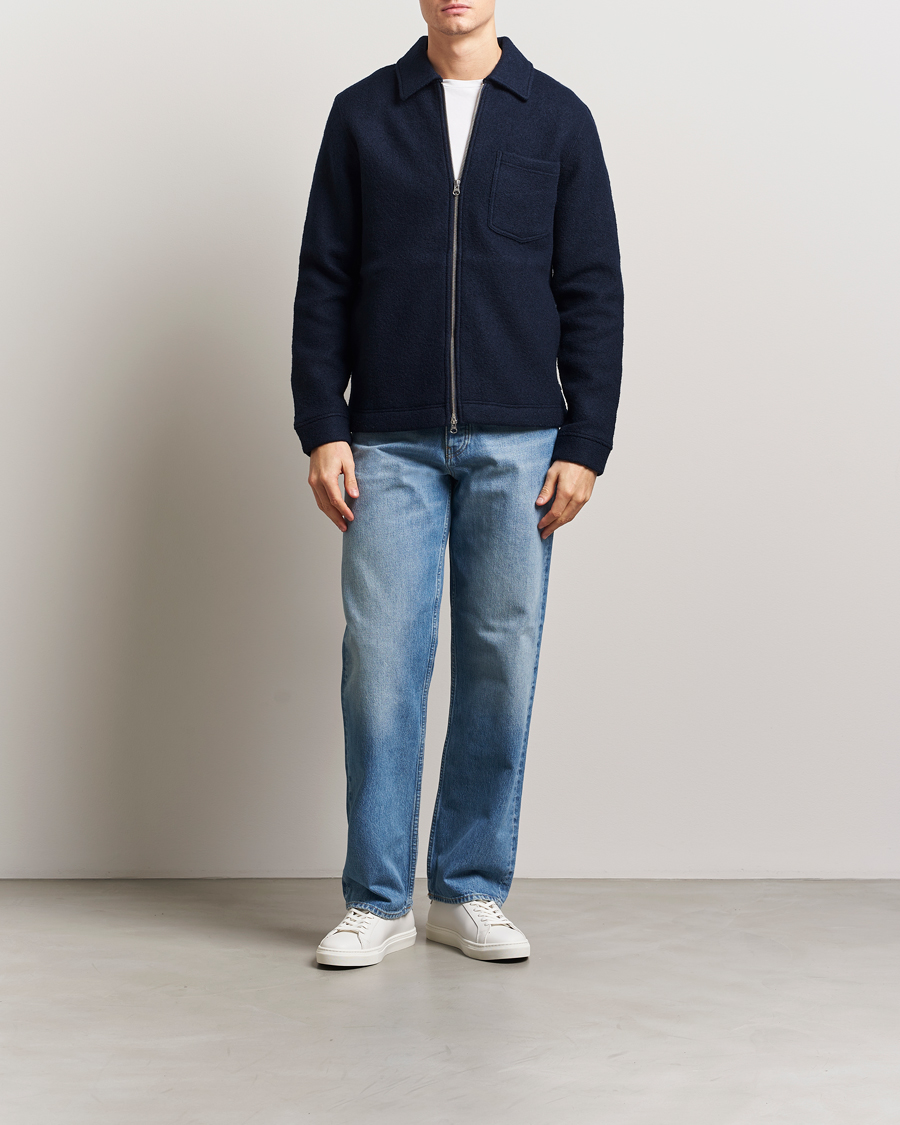 Herren | Pullover | Samsøe Samsøe | Hannes Boiled Wool Full Zip Salute Navy
