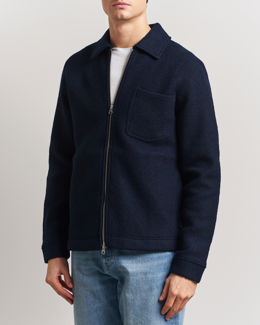 Herren | Pullover | Samsøe Samsøe | Hannes Boiled Wool Full Zip Salute Navy