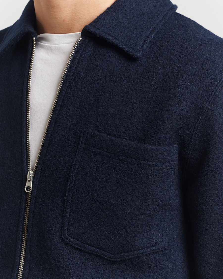 Herren | Pullover | Samsøe Samsøe | Hannes Boiled Wool Full Zip Salute Navy