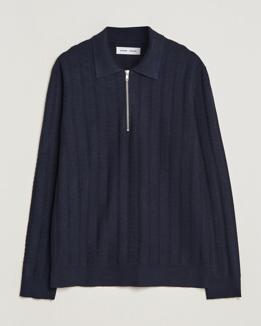 Herren | Pullover | Samsøe Samsøe | Gabriel Structured Knitted Half Zip Salute Navy