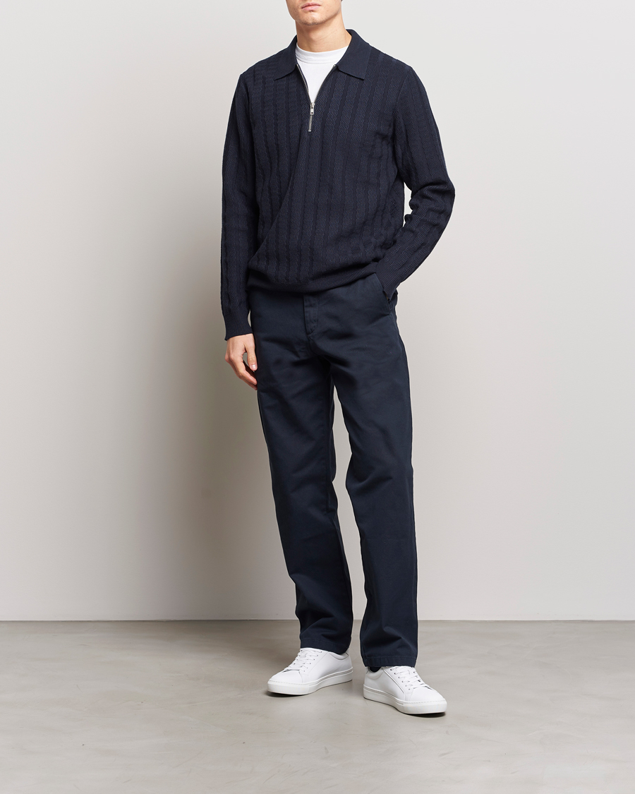 Herren | Pullover | Samsøe Samsøe | Gabriel Structured Knitted Half Zip Salute Navy