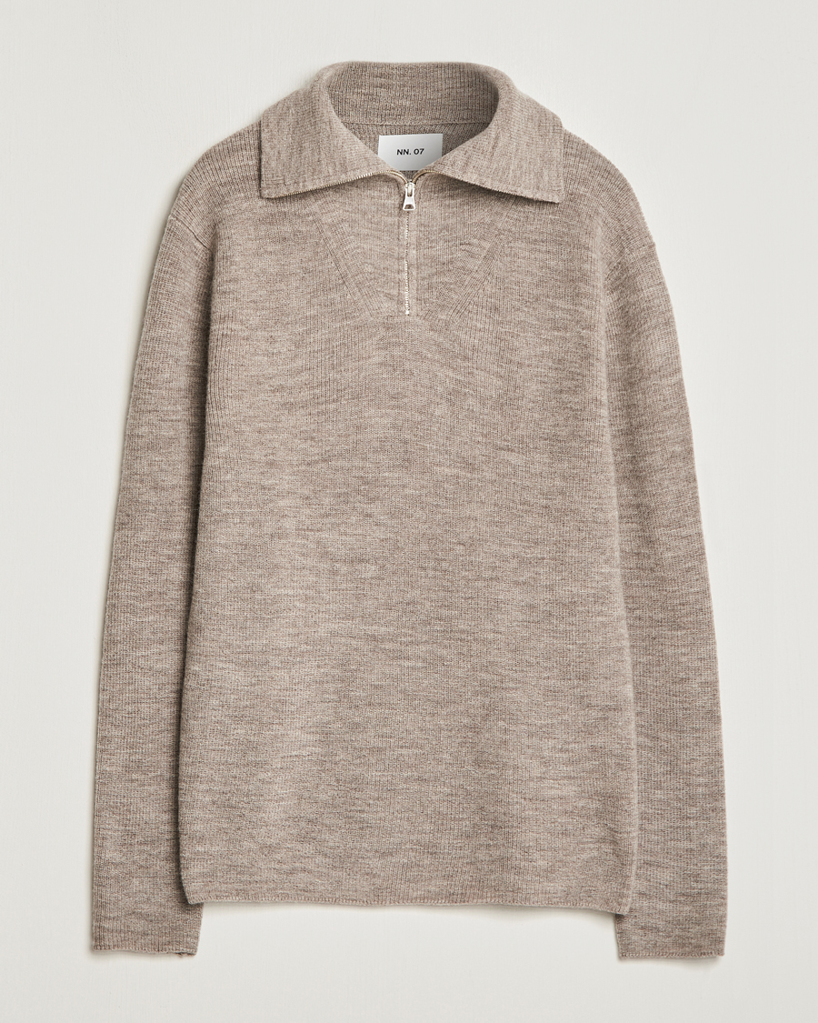 Herren | Pullover | NN07 | Carl Rib Knitted Half Zip Nature Melange