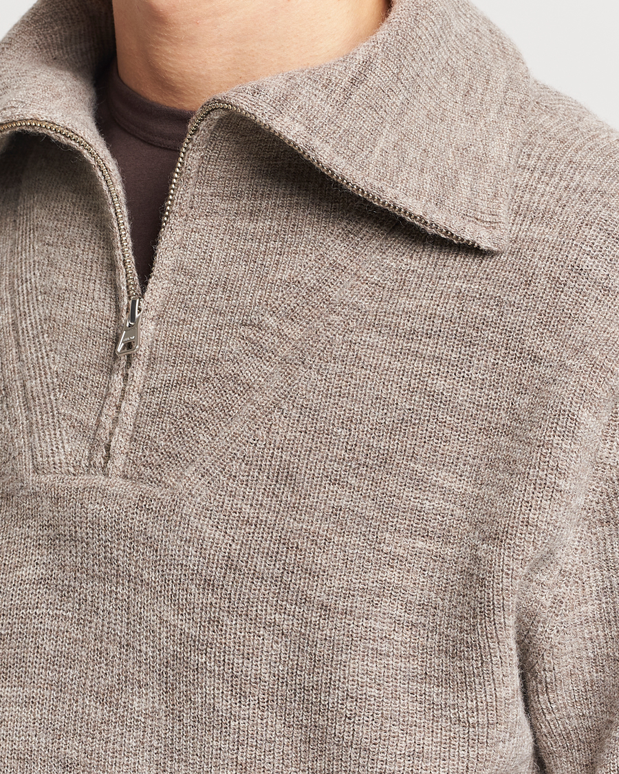 Herren | Pullover | NN07 | Carl Rib Knitted Half Zip Nature Melange