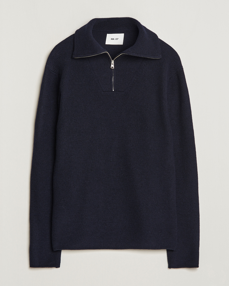Herren | Pullover | NN07 | Carl Rib Knitted Half Zip Navy Blue