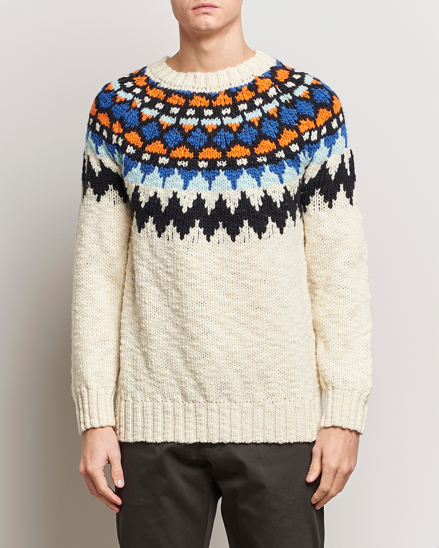 Herren | Sale | NN07 | Felix Nordic Wool Sweater Ecru Multi