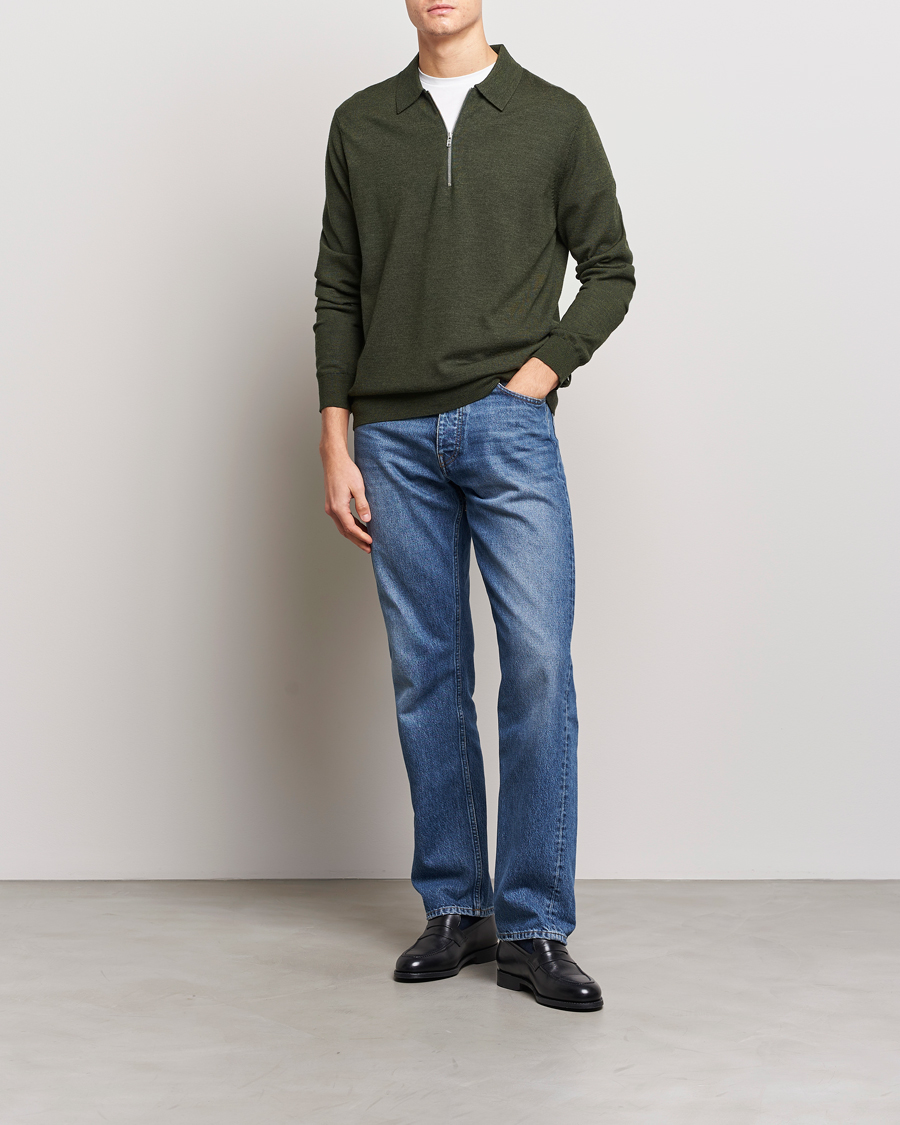 Herren | Pullover | NN07 | Sergio Half-Zip Polo Dark Green