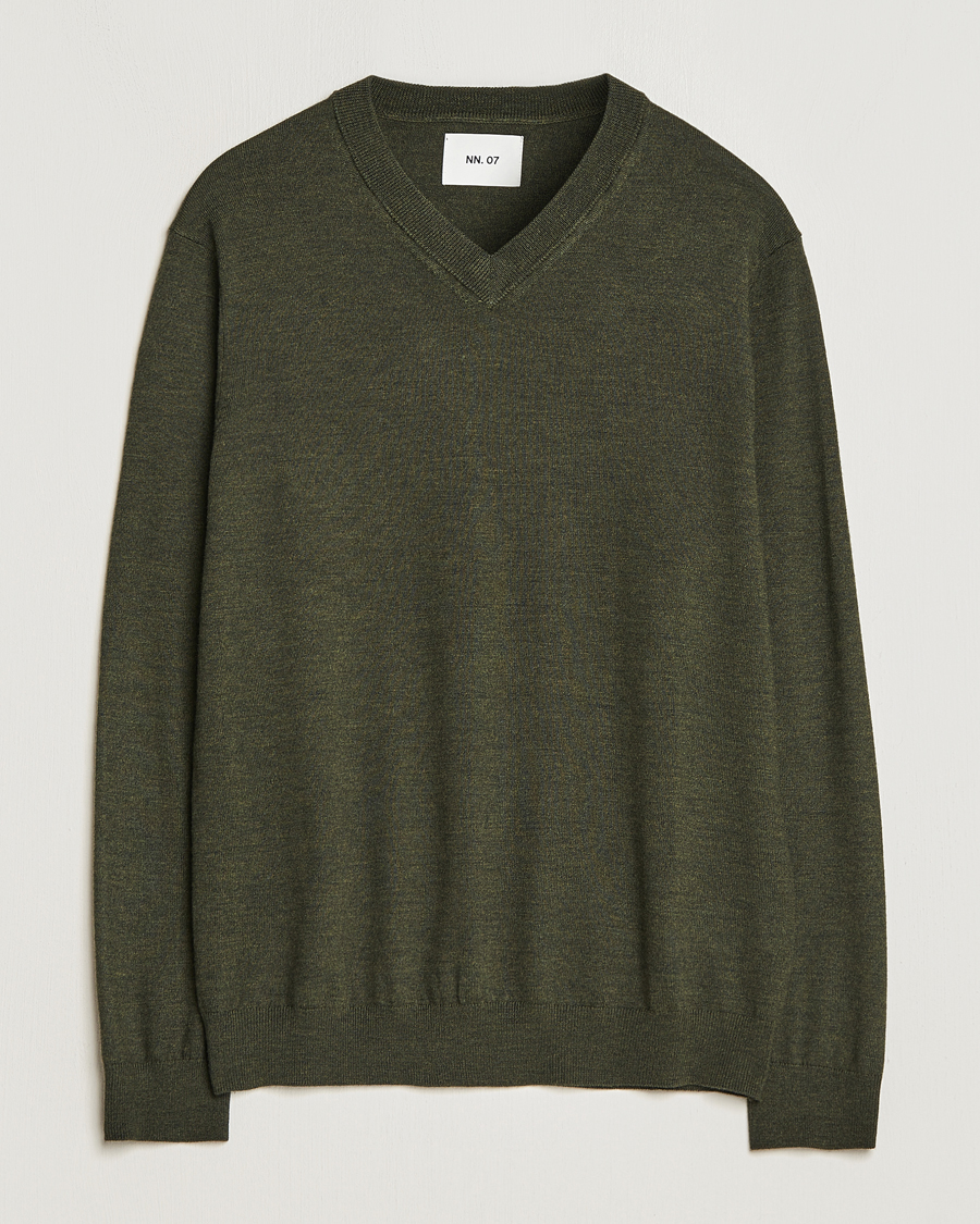 Herren | Pullover | NN07 | Sergio V-Neck Pullover Dark Green