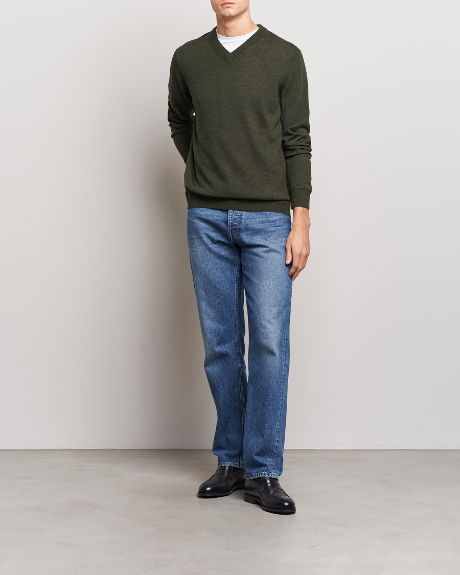 Herren | Pullover | NN07 | Sergio V-Neck Pullover Dark Green