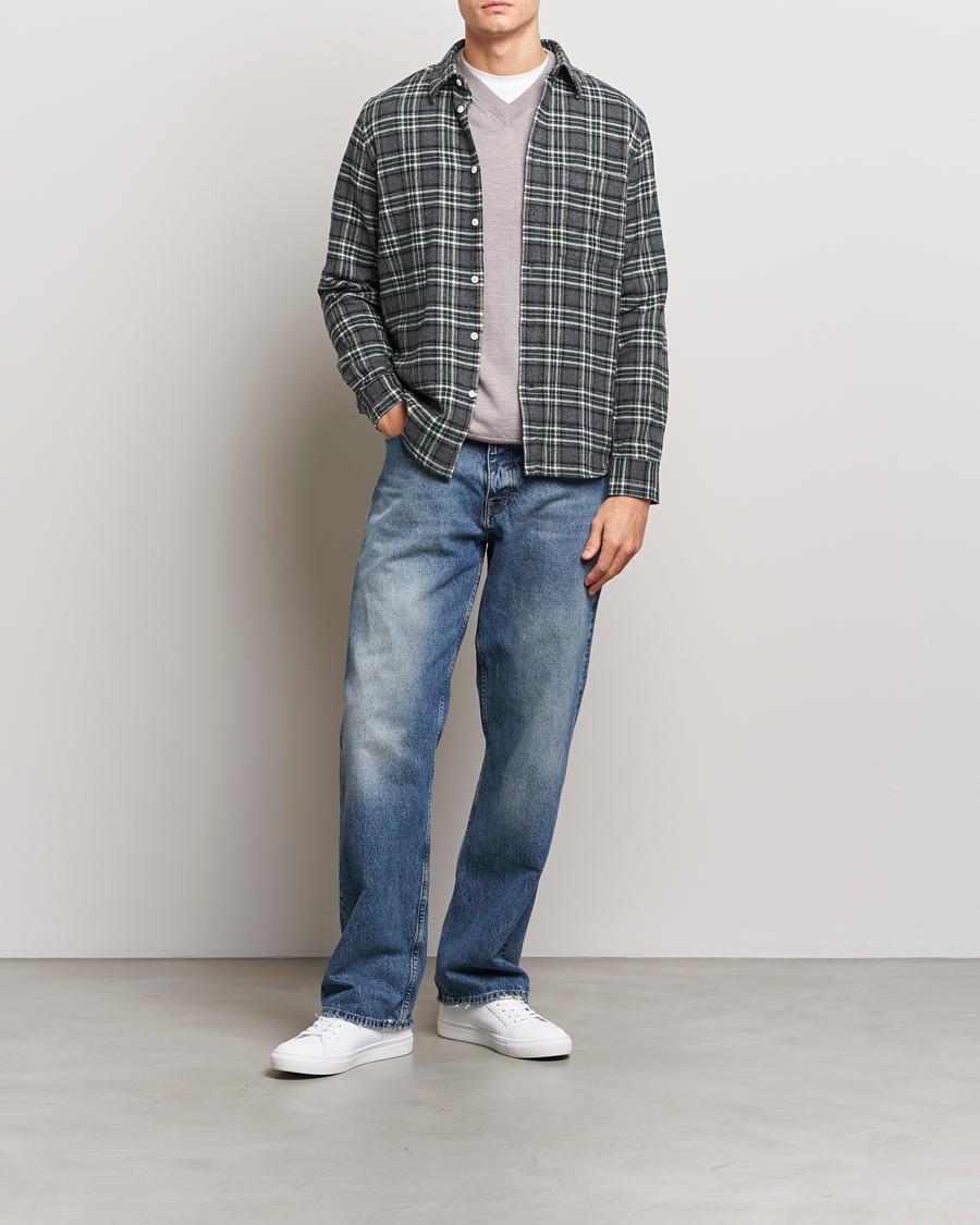 Herren | Hemden | NN07 | Arne Checked Cotton Shirt Dark Grey