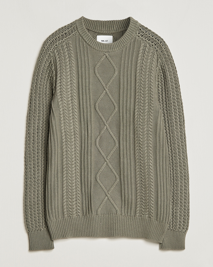 Herren | Pullover | NN07 | Caleb Cable Knit Sweater Khaki Sand