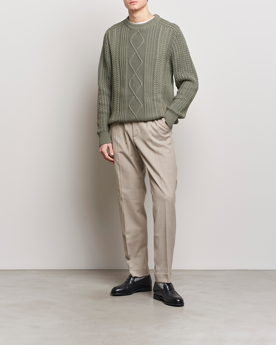 Herren | Pullover | NN07 | Caleb Cable Knit Sweater Khaki Sand