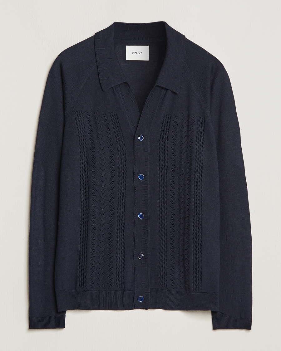 Herren | Pullover | NN07 | Bjarki Wool Cardigan Navy Blue