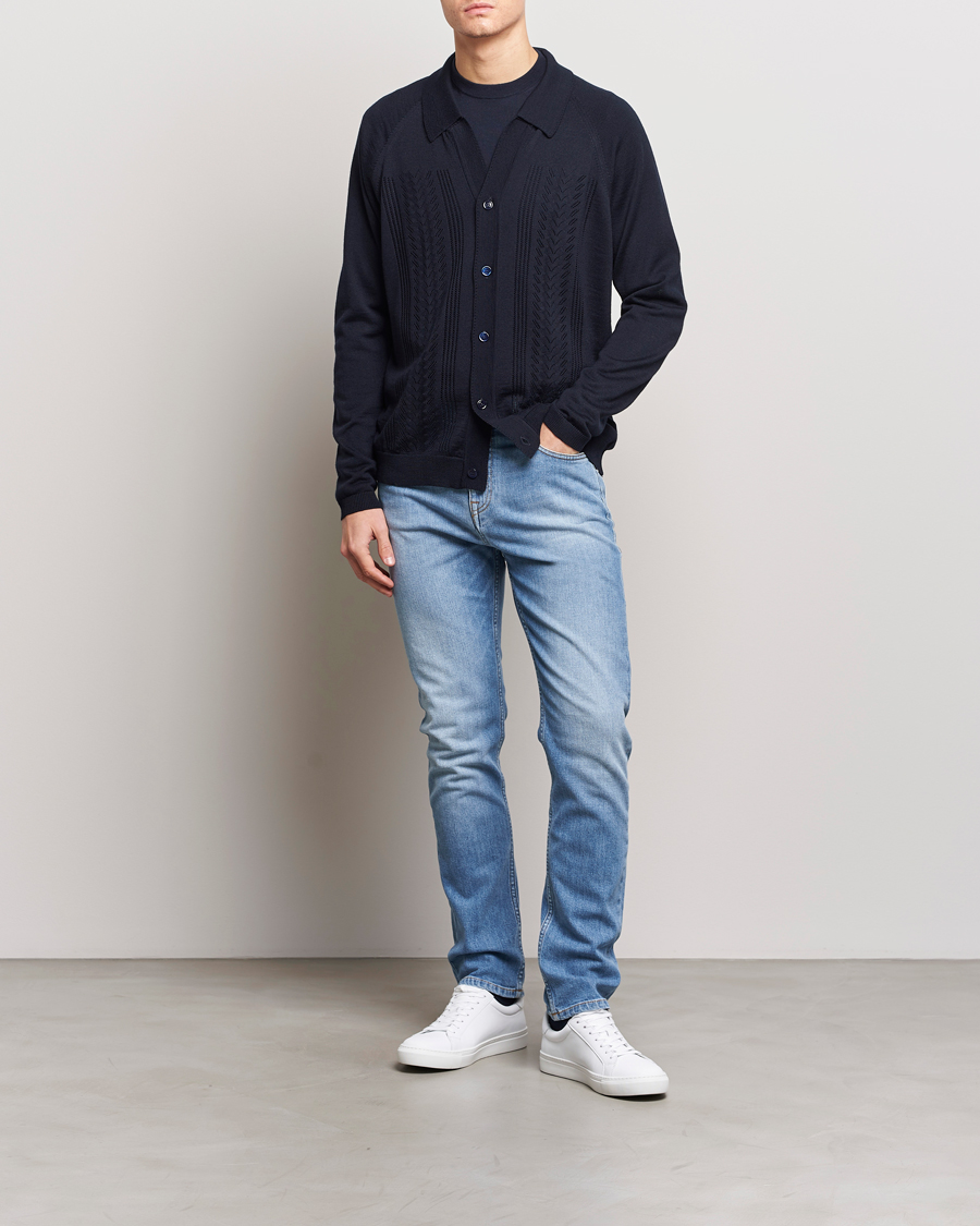 Herren | Pullover | NN07 | Bjarki Wool Cardigan Navy Blue