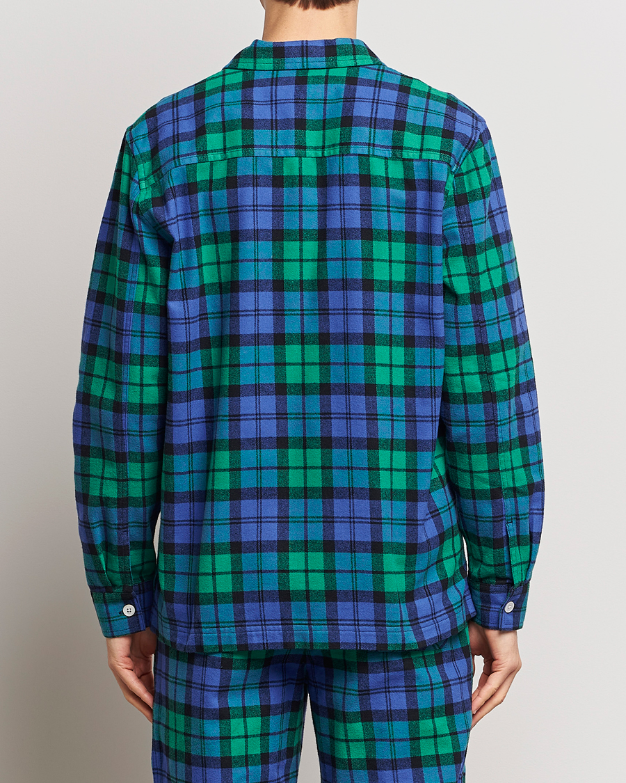 Herren | Schlafanzüge & Bademäntel | Tekla | Flannel Checked Pyjama Shirt Green/Blue